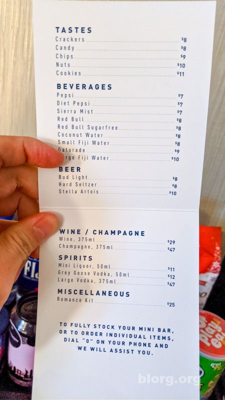 Las Vegas Cosmo mini bar prices